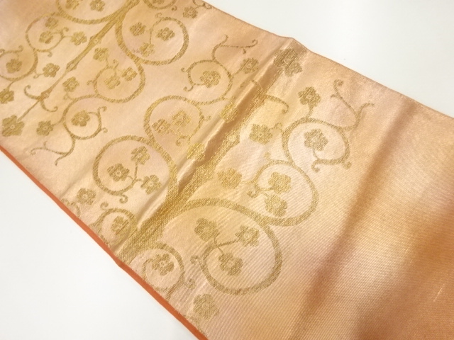 アンティーク　花唐草模様織出し袋帯（材料）